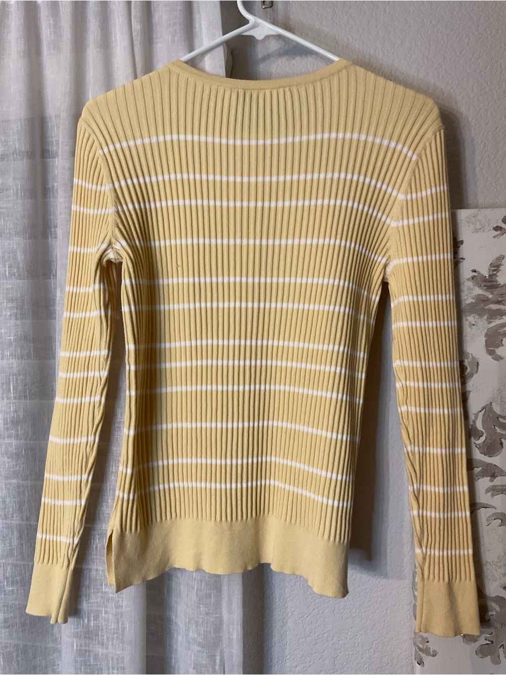 LOFT Yellow Striped Ribbed Cardigan - Picture 3 of 8